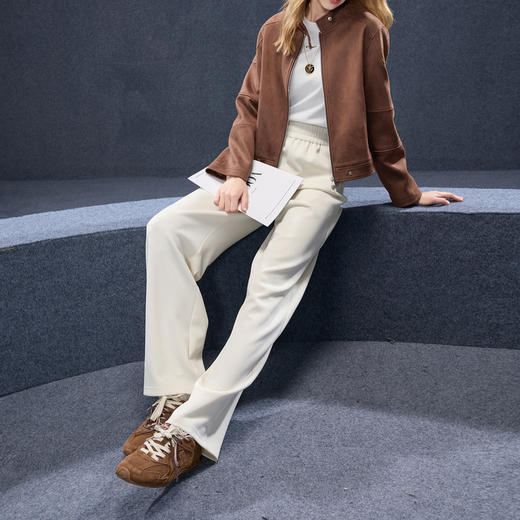 【莫代尔】三彩2025秋季新款松紧腰长裤休闲裤直筒裤垂感显瘦M 商品图2