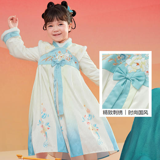 巴拉巴拉女童汉服改良襦裙国风连衣裙冬装裙子绣花洋气时尚新中式 商品图3