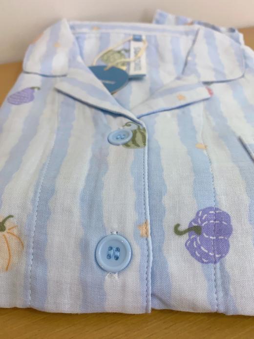 松植屋夏季女款丰收季全棉水洗短袖中裤套装100%纯棉双层纱睡衣家居服 商品图7