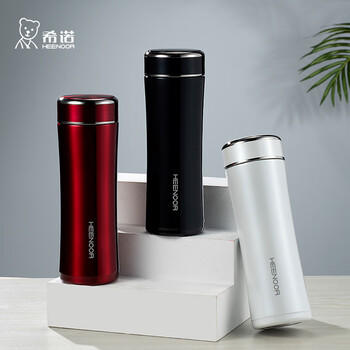 希诺保温杯男女士不锈钢泡茶杯子商务办公车载水杯XN-3029白色 395mL /厨具 /水具 /保温杯 商品图3