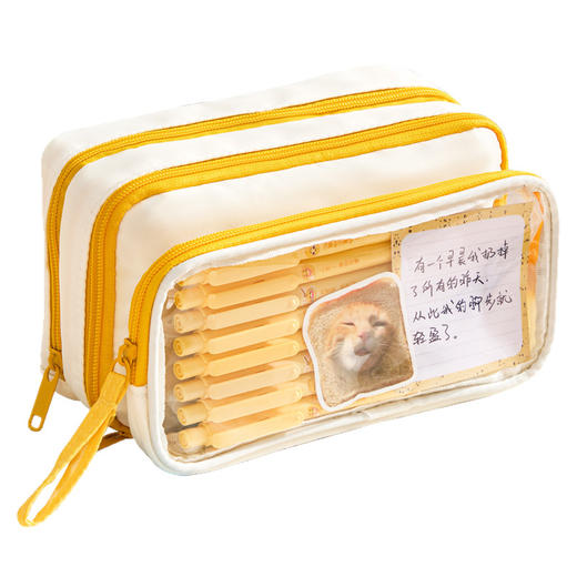 【可拆卸笔袋 文具一目了然】可透视大容量笔袋 简约韩版多功能初中小学生收纳袋 多层区分大开口袋 商品图4