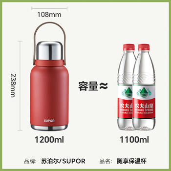 苏泊尔保温杯大容量水杯女士便携水壶户外冰霸杯双饮杯高颜值大肚杯子 /厨具 /水具 /保温杯 商品图6