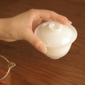 【饮月堂】德化白瓷冰种/羊脂玉瓷玉兰盖碗满容约150cc