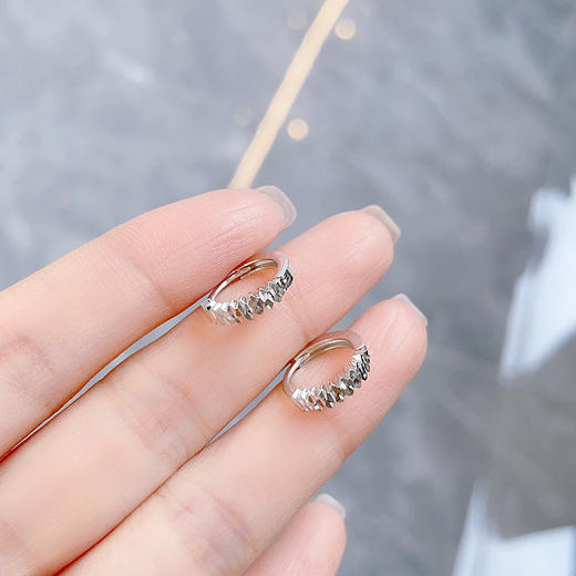 【限时8.8折】【线上铂金馆】PT950 【国际铂金协会】铂金镂空单排仿钻耳饰耳圈(ACPTES00001)预售产品下单后不退款不退货不换货不补差价) 商品图2