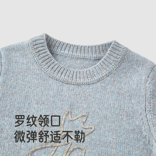 【高定系列】英氏儿童毛衣圆领秋冬保暖羊绒针织衫男童羊毛衫毛衣 商品图1