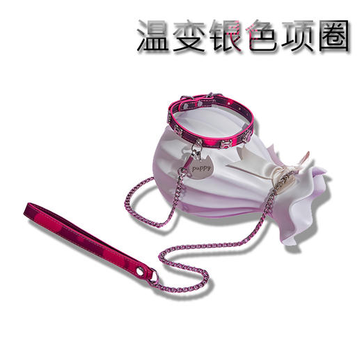 魅灵温变 银色骨头黑变红狗狗牌项圈 项圈+牵引 商品图4