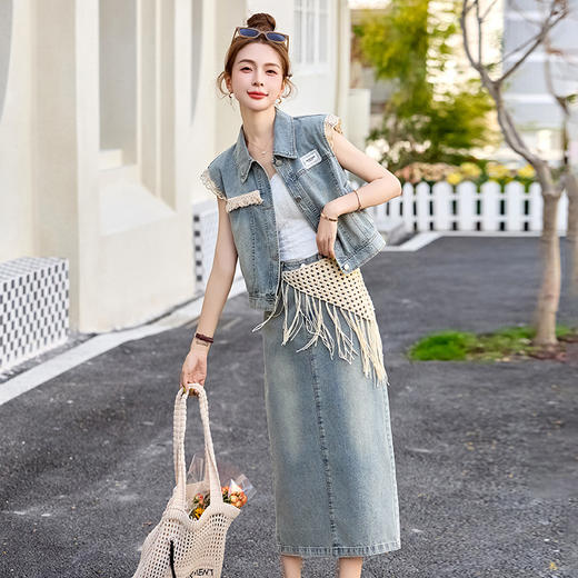 时尚牛仔半身裙套装，爆款减龄漂亮连衣裙两件套ZAI66632Q 商品图2