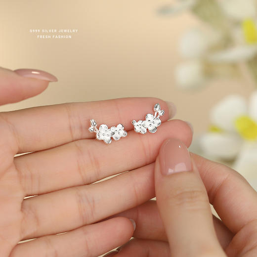 【梅花慕】S999纯银梅花花朵耳钉【YXS-E5565】 商品图2