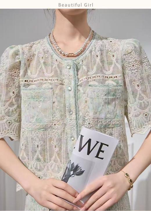 【MYBL】重工刺绣镂空小香风上衣-喜出 商品图1