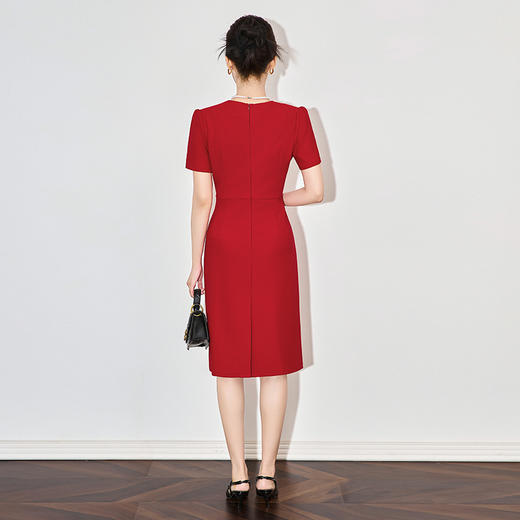 「高货wl」全新升级【铂金会员330/天猫449/差价119】(63428)洛诗琳优雅捏褶显瘦连衣裙2025夏季新款收腰气质包臀裙女 商品图2