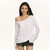 Ariseism 美式设计感斜肩长袖T恤女春季新款辣妹修身内搭露肩上衣 商品缩略图0