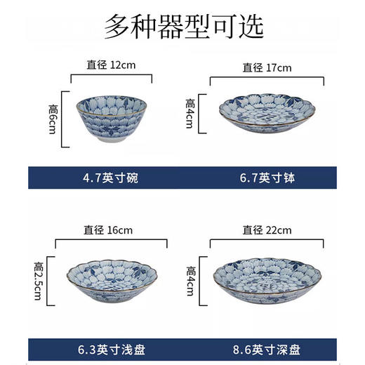 日本制造福字牡丹陶瓷餐具 商品图5