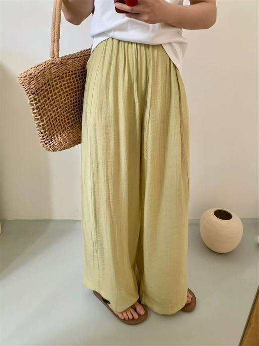 【超值特卖】韩系夏季薄款肌理纹小花苞清爽宽松阔腿裤-喜出 商品图1