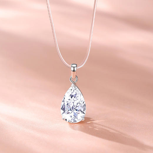 Winy 925银 隐线晶钻项链配国检证书送女友闺蜜节日生日礼物 商品图0