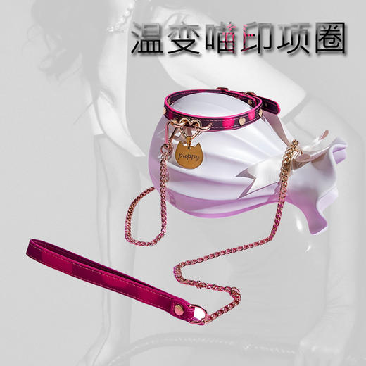 魅灵温变 双扣爱心黑变红狗狗牌项圈 项圈+牵引 商品图4