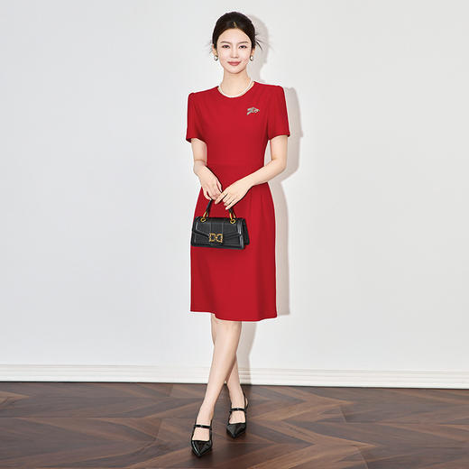 「高货wl」全新升级【铂金会员330/天猫449/差价119】(63428)洛诗琳优雅捏褶显瘦连衣裙2025夏季新款收腰气质包臀裙女 商品图1