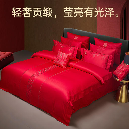 臻品系列100支提花刺绣禧嫁四件套(爱的华尔兹) 商品图1