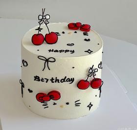 优品--【二次元手绘简约KT猫】KT猫卡通主题蛋糕