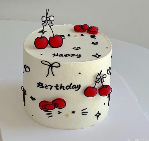 优品--【二次元手绘简约KT猫】KT猫卡通主题蛋糕 商品图0