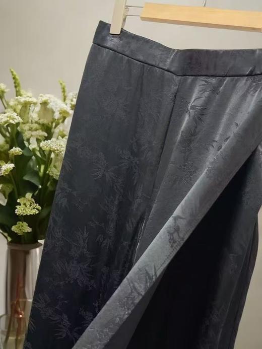 七夕福利-NO退【MYBL】8859 竹叶提花一片式开叉超垂感阔腿裤-喜出 商品图1