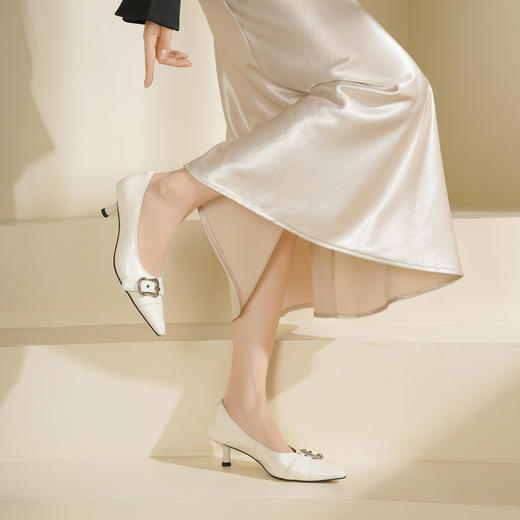 Westory2025年秋季低跟简约小方头百搭通勤浅口单鞋S25CE76131 商品图7