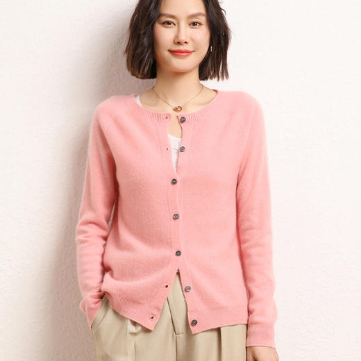 【反季清仓，桂花针羊毛开衫/背心系列】一线成衣圆领领开衫WQ-011,可外穿，可内搭 商品图1