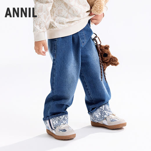 【实体店同款】男女童全腰梭织牛仔长裤秋季新款安奈儿童装XM536130 商品图1