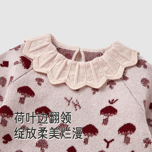 【高定系列】英氏女童山羊绒连衣裙秋冬小女孩棉羊毛长袖百搭裙子 商品图2