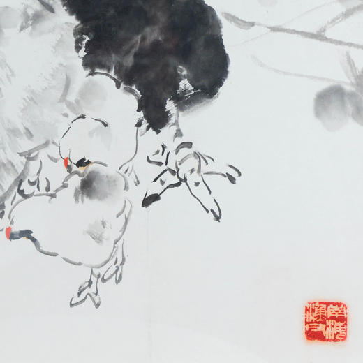 陈永锵《其乐融融》国画原作69CM*69CM 手绘宣纸四尺斗方鸡[含框] 商品图5