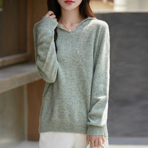 100%羊毛 点子纱羊毛衫，连帽款 商品图5