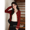 鹿向南「温柔简讯」复古红色针织开衫女秋季穿搭显瘦气质长袖上衣 商品缩略图3