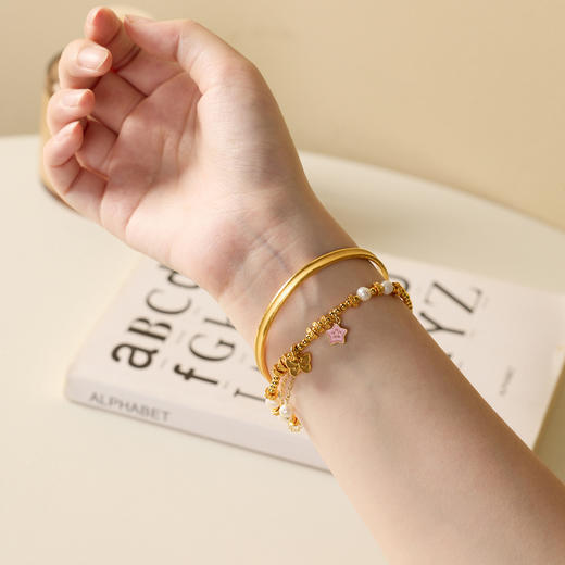 三彩2025新款珐琅彩蝴蝶手链淡水珍珠星星金珠女送礼通勤可调节 商品图4