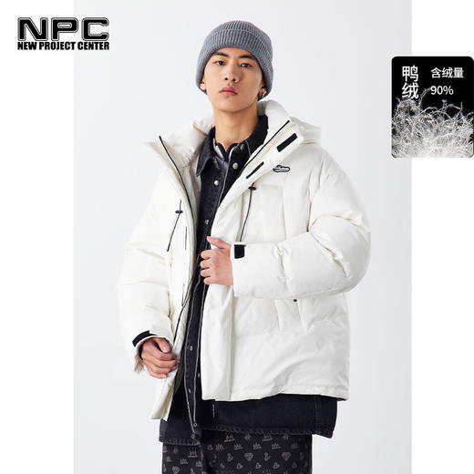NPC潮牌男装logo贴布绣花大斜插袋连帽冬季情侣羽绒服NP29DJ10 商品图0