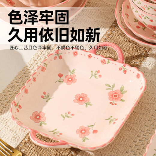 釉下彩陶瓷餐具（红釉桃花） 商品图2
