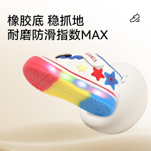 泰兰尼斯宝宝闪灯鞋秋季新款软底运动童鞋男童发光机能鞋女童板鞋 T01T5C7818 商品图4