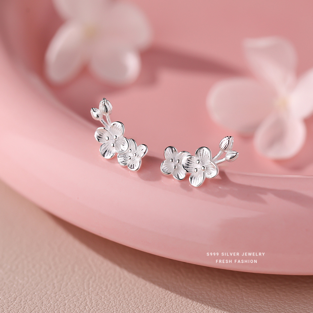 【梅花慕】S999纯银梅花花朵耳钉【YXS-E5565】