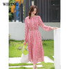 未风时尚气质长裙春季新款收腰长袖裙子早秋红色雪纺连衣裙 商品缩略图2