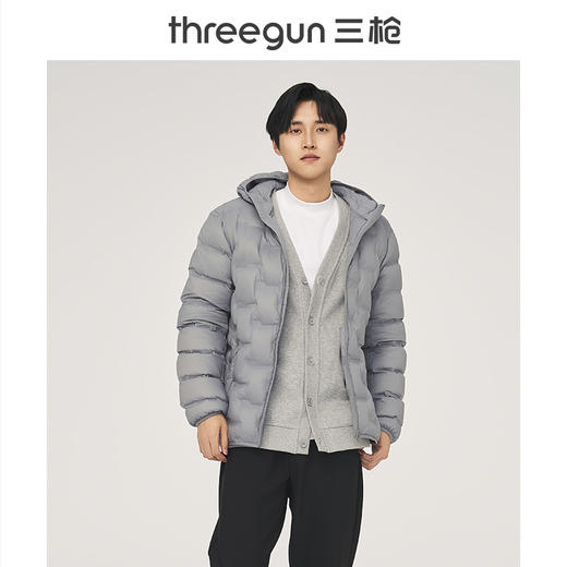 Threegun三枪 羽绒连帽长袖拉链男外套-82327A011 商品图0