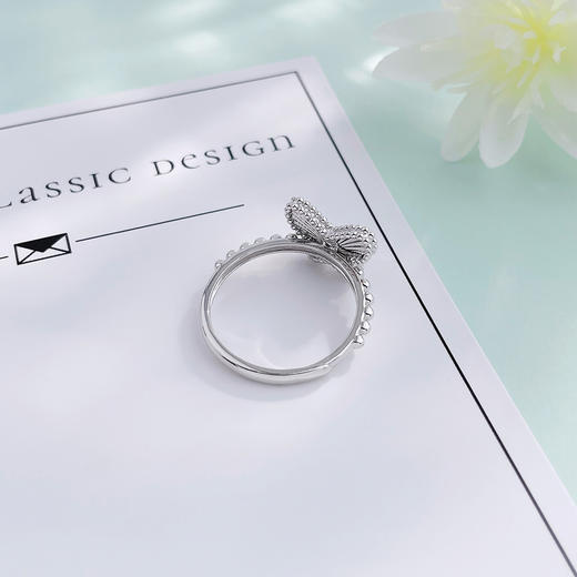 【限时8.8折】【线上铂金馆】PT950 #九紫离火 铂金空心活口边珠翩翩起舞蝴蝶戒指女戒(PTJZ00061)预售产品下单后不退款不退货不换货不补差价) 商品图2