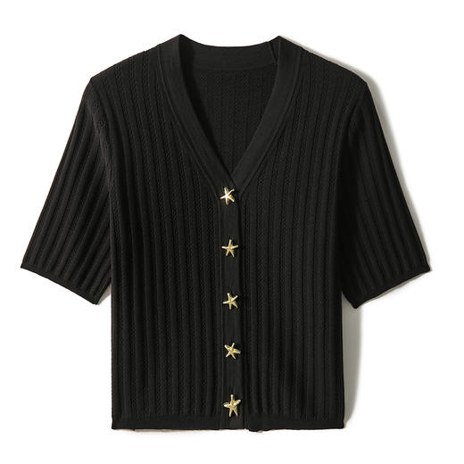 法式海星扣v领针织开衫｜高弹不变形、穿上自带贵气感 商品图5