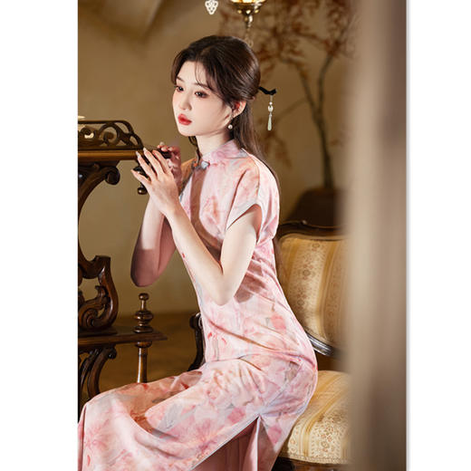 SYK22620国风改良新中式2025春夏新款网纱连袖年轻女士日常可穿旗袍连衣裙 商品图3