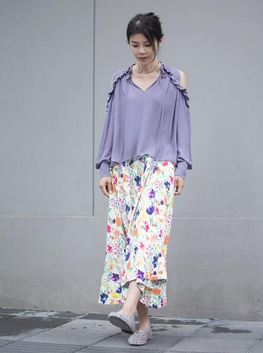 TYNVIE A字型分层中长裙 - 碎花 商品图8