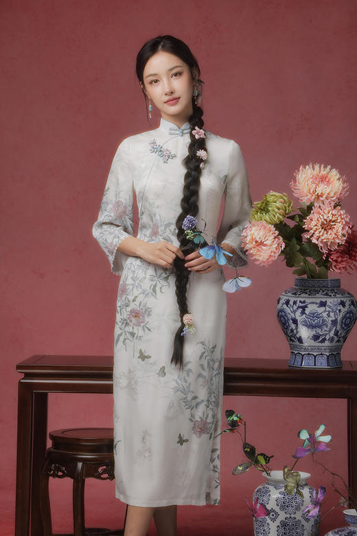 逸红颜明月优选「竹芍」云裳花影 · 竹枝芍药 新中式改良旗袍 清冷竹花神~ 商品图8