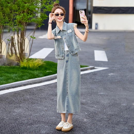 时尚牛仔半身裙套装，爆款减龄漂亮连衣裙两件套ZAI66632Q 商品图3