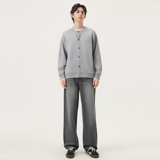 gxg.jeans男装 浅灰色纯色基础宽松开襟卫衣外套男 25年秋季热卖 商品图4