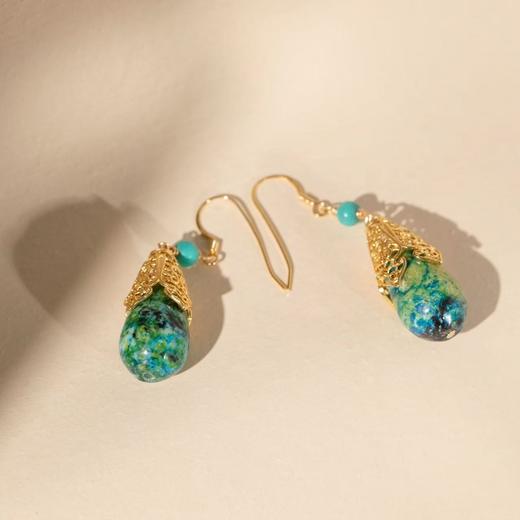 🔥【群内花粉专享 耳钩耳饰】原创设计，新款时尚感彩色系列，天然材料组合设计款，耳钩为925银镀金，耳钩款不挑耳垂厚度，戴得牢！ 商品图1