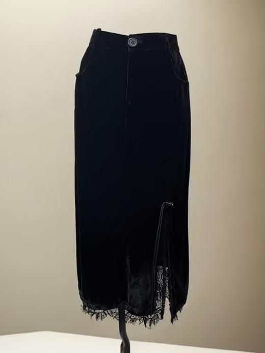 【MYBL】89010丝绒侧开叉半裙-喜出 商品图4