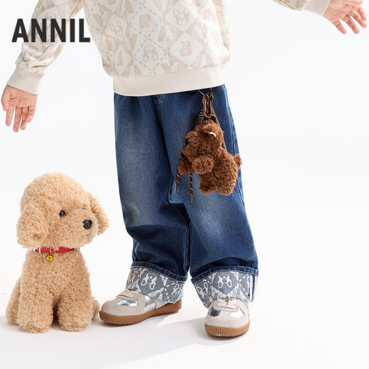 【实体店同款】男女童全腰梭织牛仔长裤秋季新款安奈儿童装XM536130 商品图2