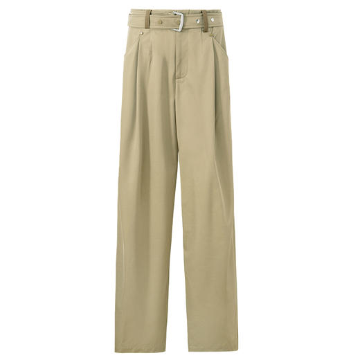 SELFWHO羊毛混纺撞色耳仔轻户外休闲裤女2025夏季新款皮带直筒裤 商品图4