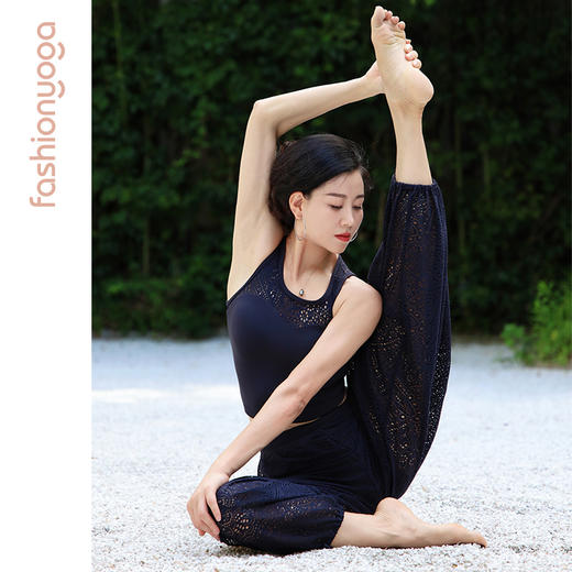 FC10964凡圣瑜伽裤女夏宽松透气健身禅风优雅镂空灯笼瑜伽九分裤 商品图8